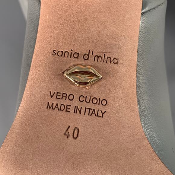 SANIA D'MINA Size 10 Grey Leather Kitten Heel Boots - Picture 8 of 8